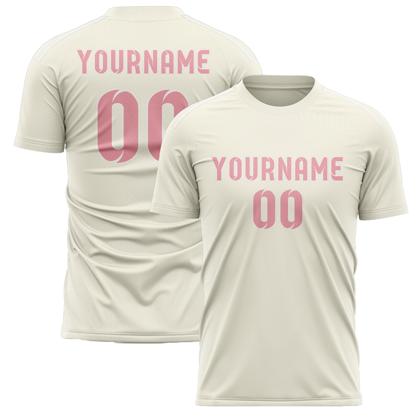 Maillot de football personnalisé crème et rose clair