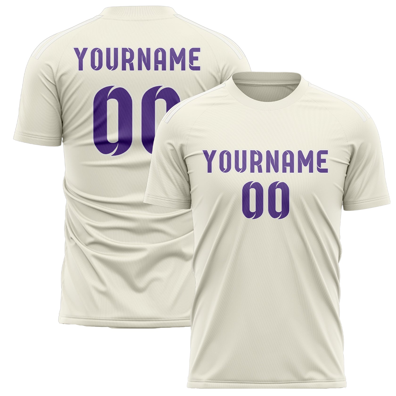 Maillot de football personnalisé crème et violet clair