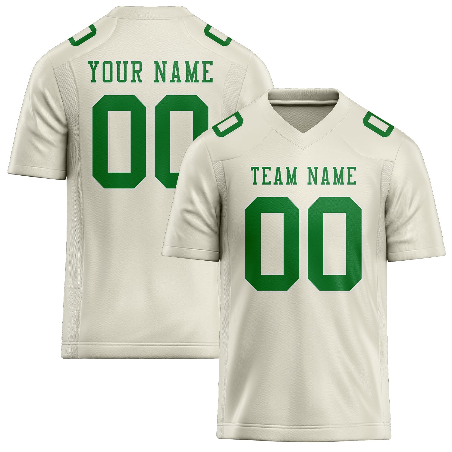 Maillot de football personnalisé crème et vert émeraude