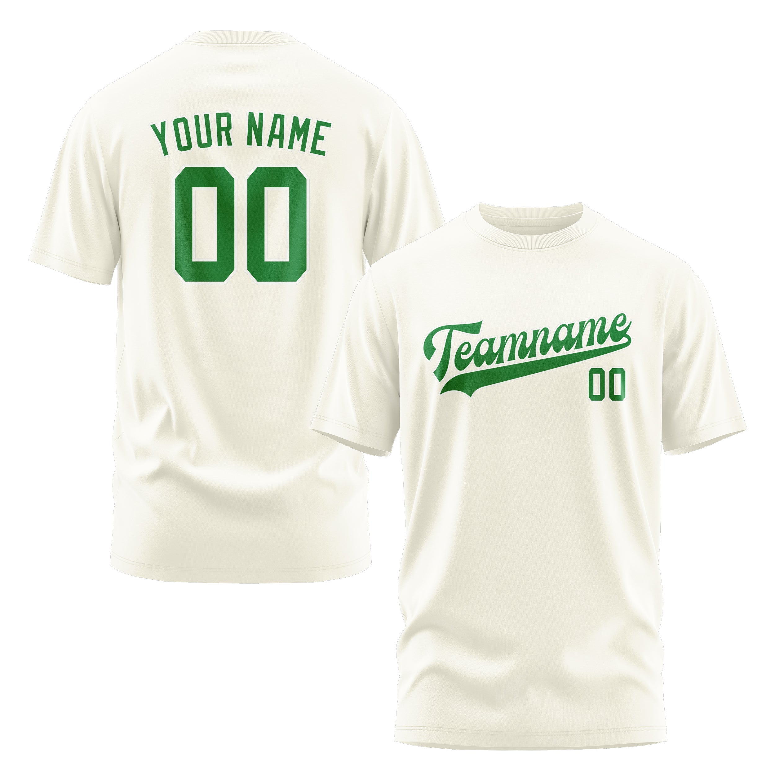 T-shirt personnalisé crème et vert émeraude