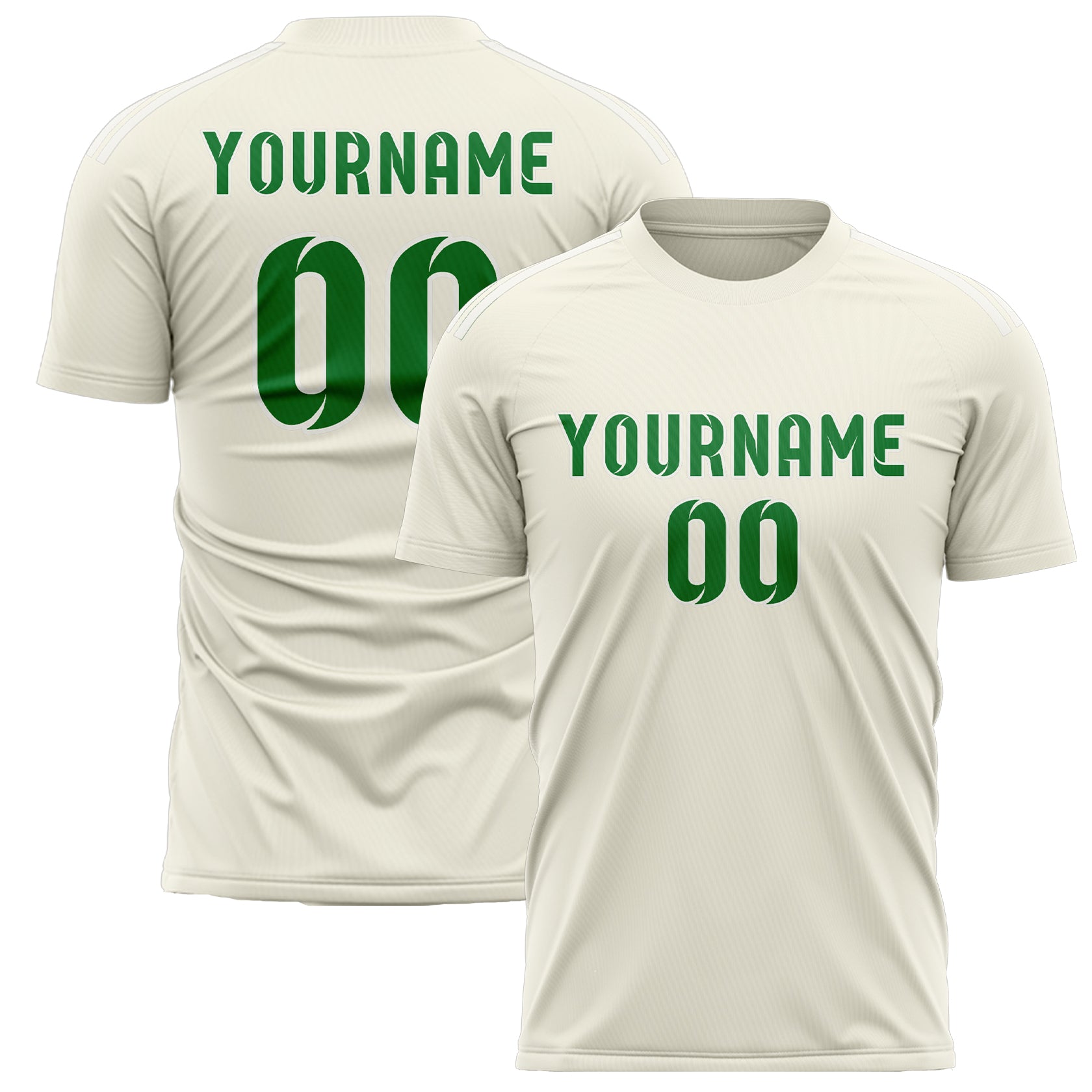 Maillot de football personnalisé crème et vert émeraude
