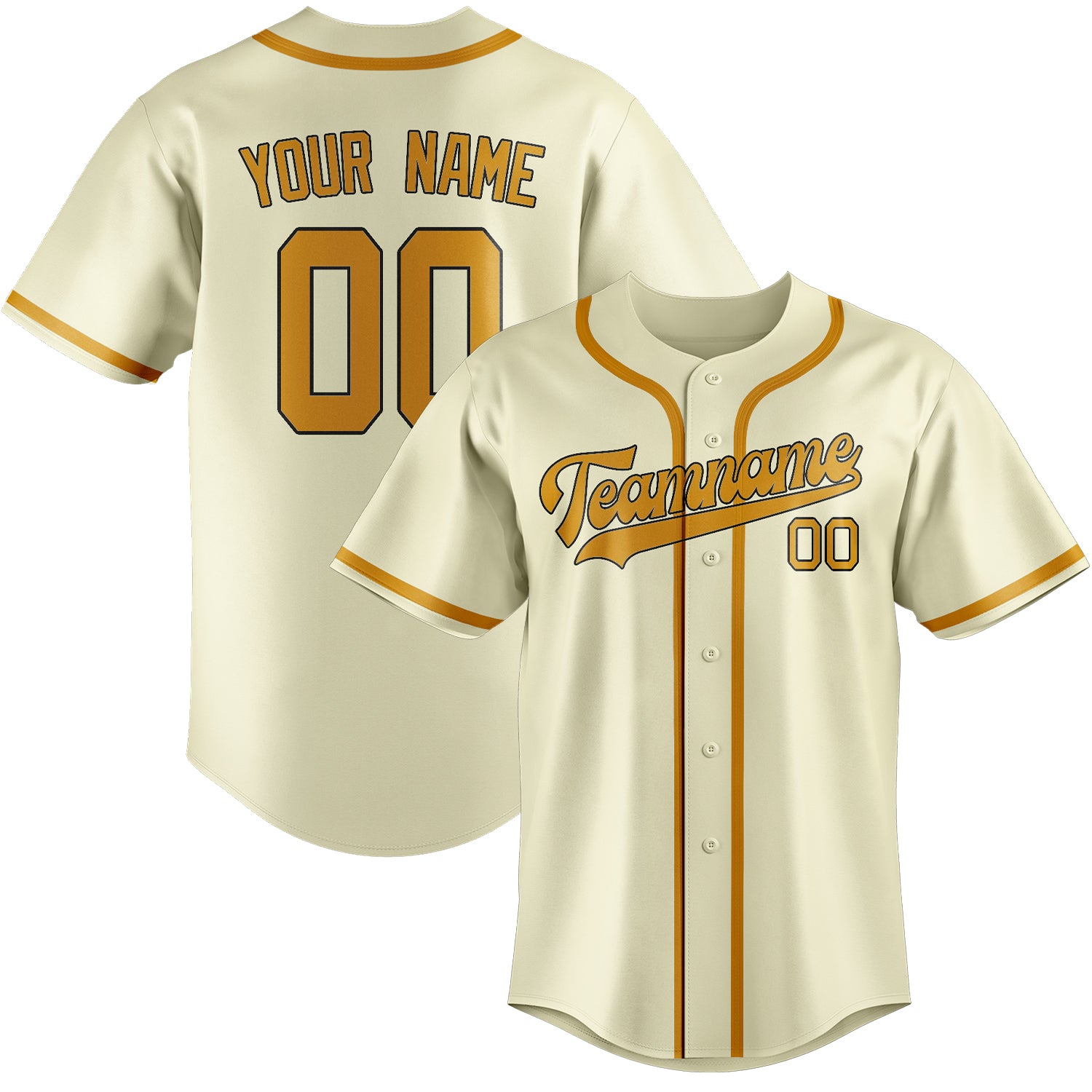 Maillot de baseball personnalisé crème et jaune