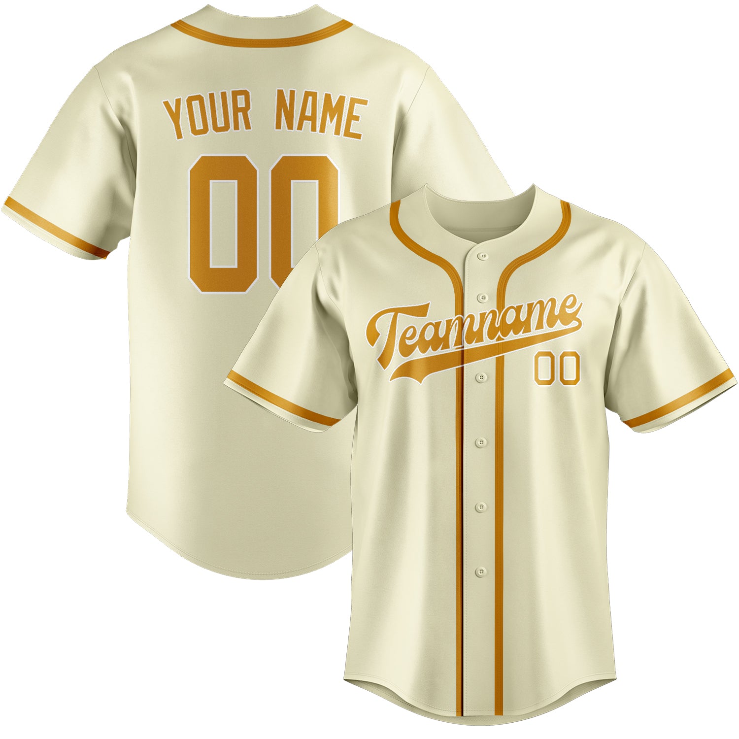 Maillot de baseball personnalisé crème et jaune