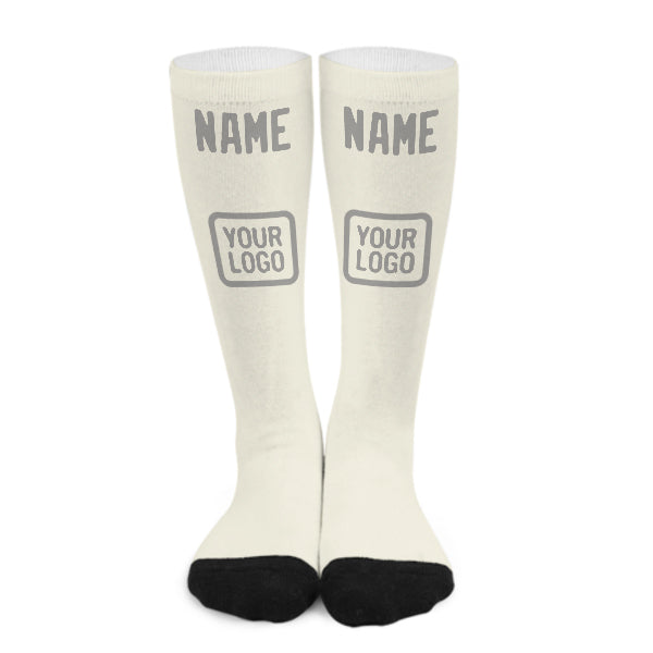 Chaussettes hautes crème et grises personnalisées