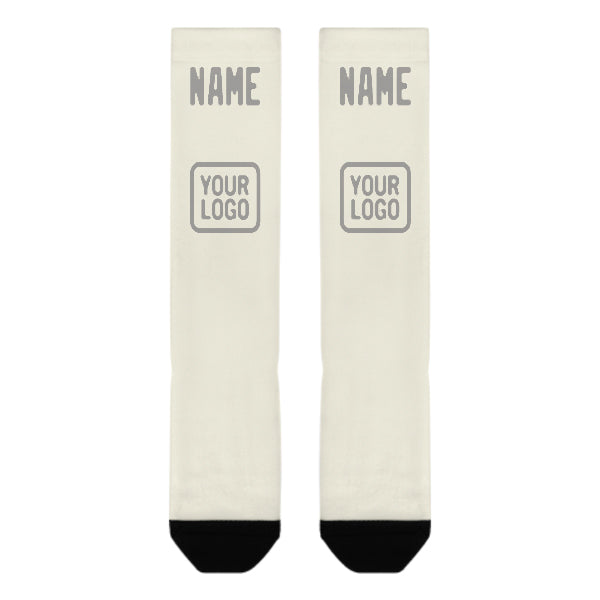 Chaussettes hautes crème et grises personnalisées