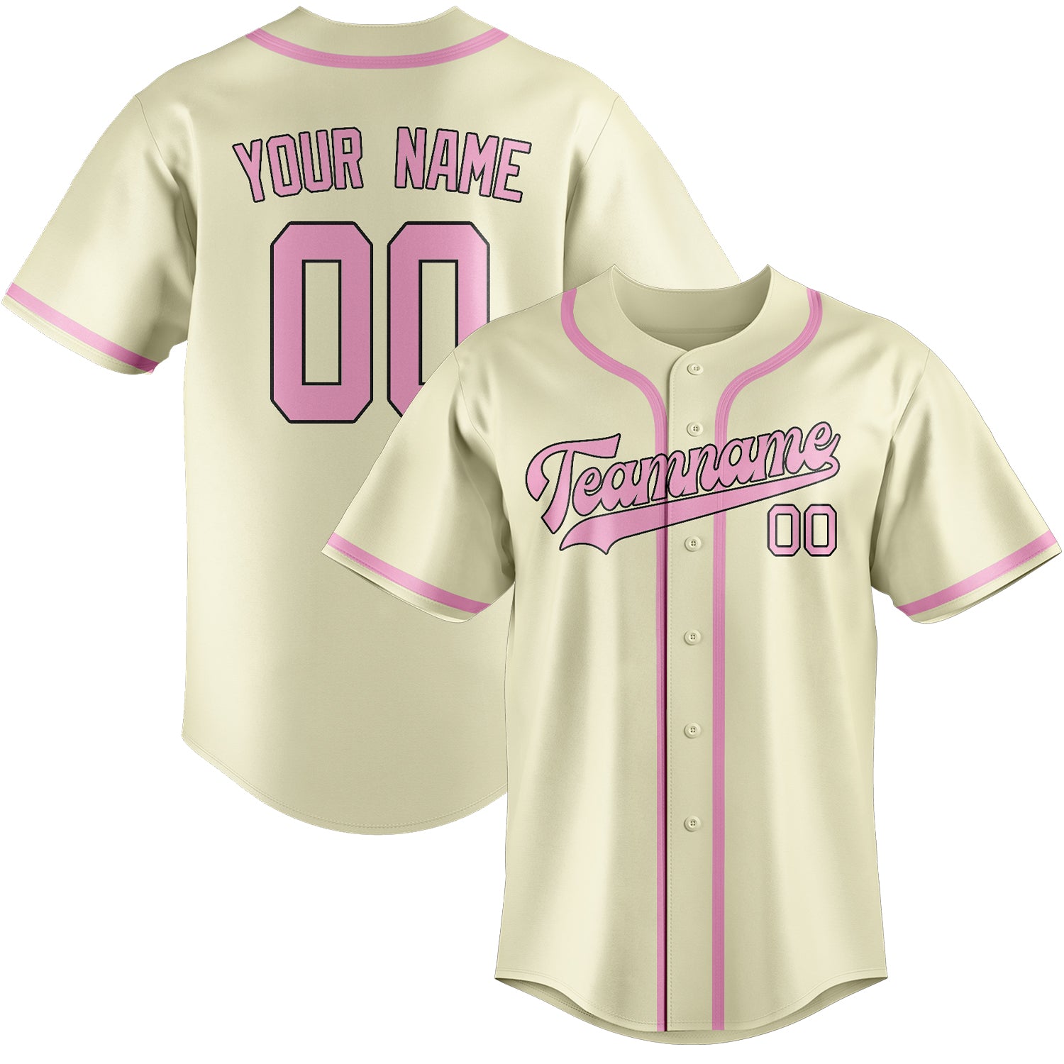 Maillot de baseball personnalisé crème et rose clair