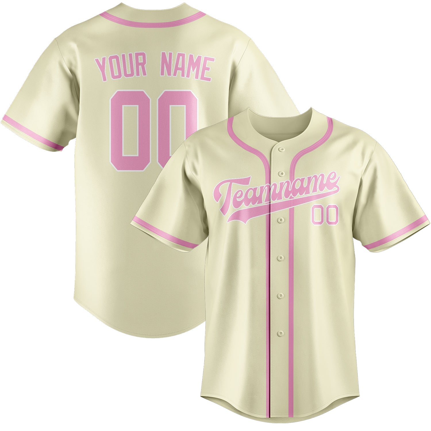 Maillot de baseball personnalisé crème et rose clair