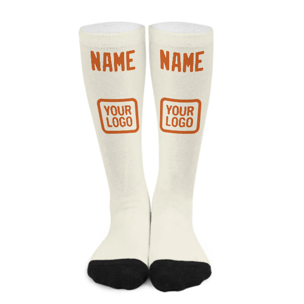 Chaussettes hautes personnalisées crème orange