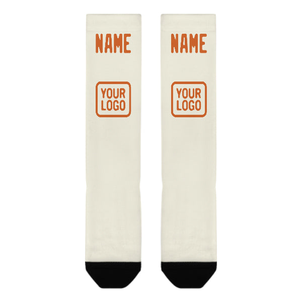 Chaussettes hautes personnalisées crème orange