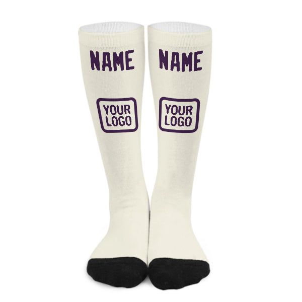 Chaussettes hautes personnalisées crème et violettes