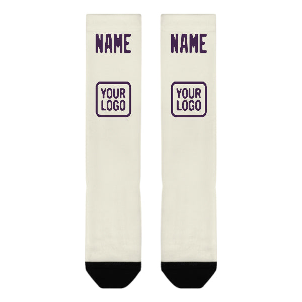 Chaussettes hautes personnalisées crème et violettes