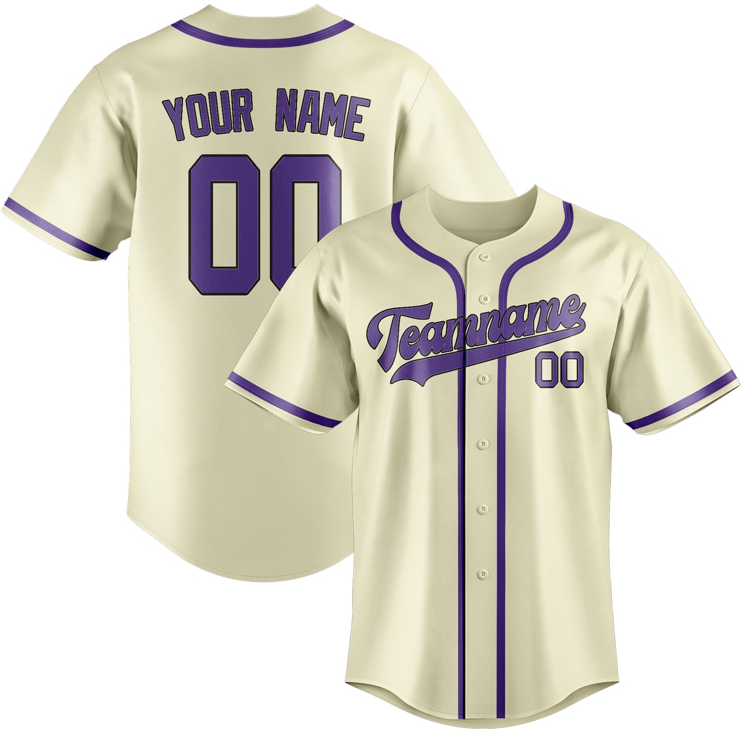 Maillot de baseball personnalisé crème et violet clair