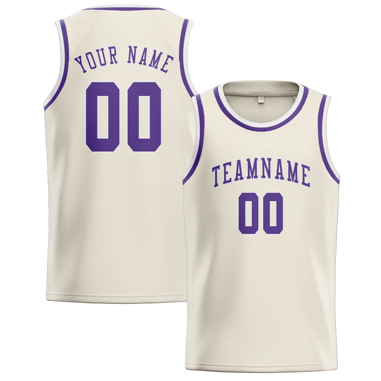 Maillot de basketball personnalisé crème et violet clair
