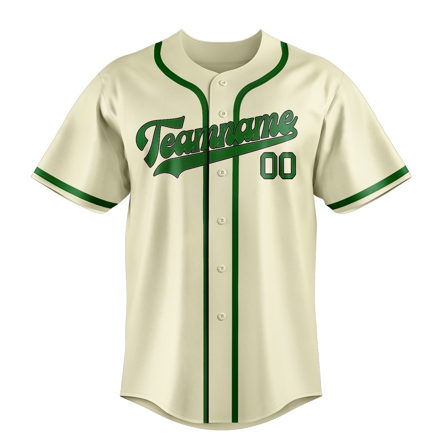Maillot de baseball personnalisé crème et vert émeraude
