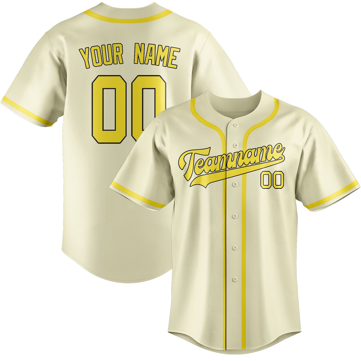 Maillot de baseball personnalisé crème et jaune clair