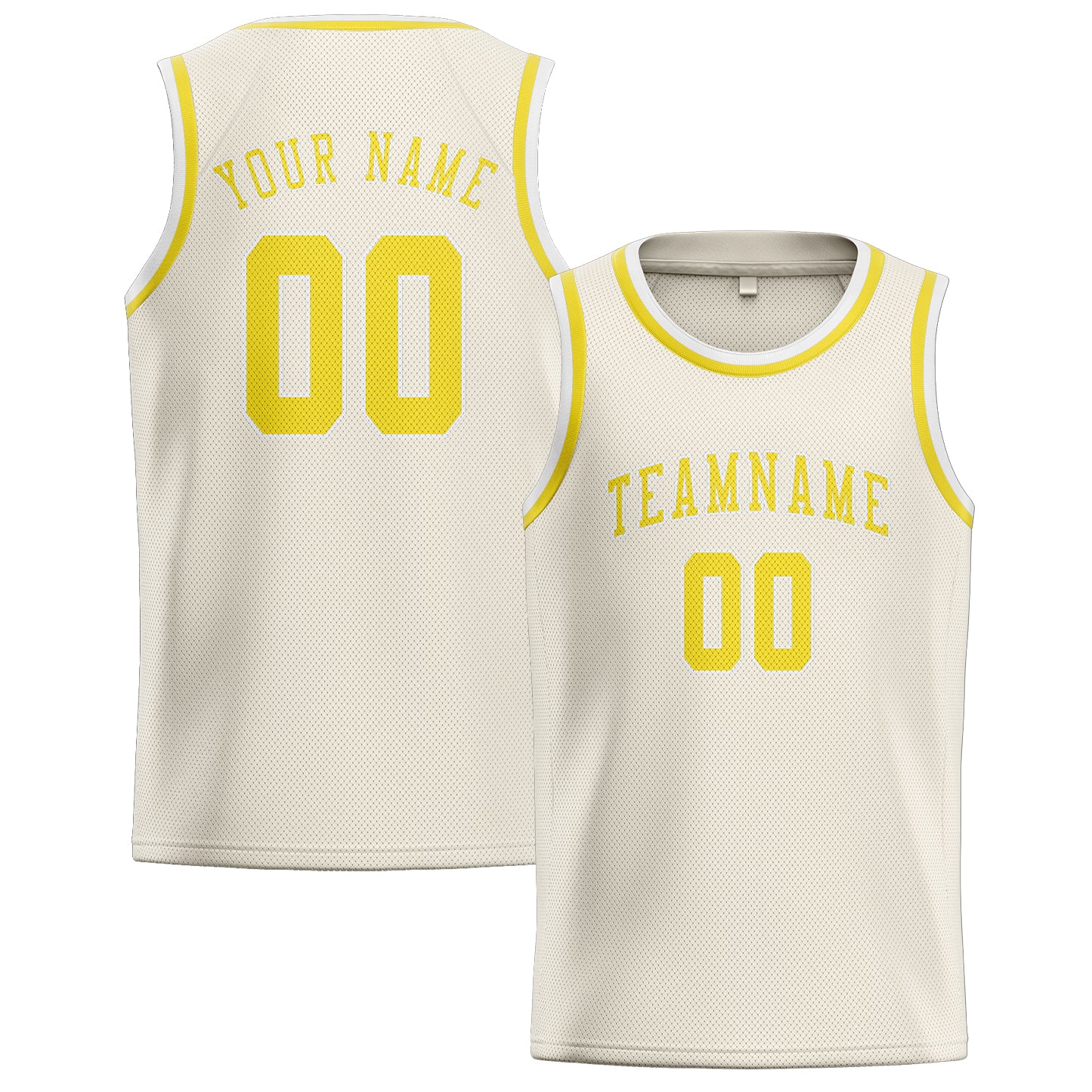 Maillot de basketball personnalisé crème et jaune clair