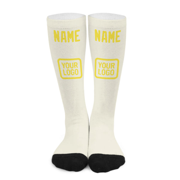 Chaussettes hautes personnalisées crème et jaune clair