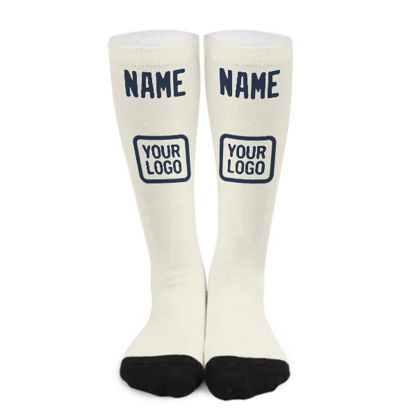Chaussettes hautes crème bleues personnalisées