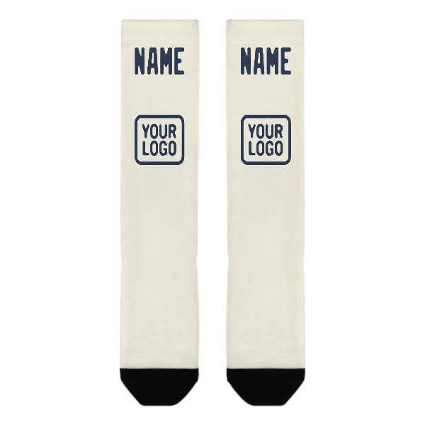 Chaussettes hautes crème bleues personnalisées