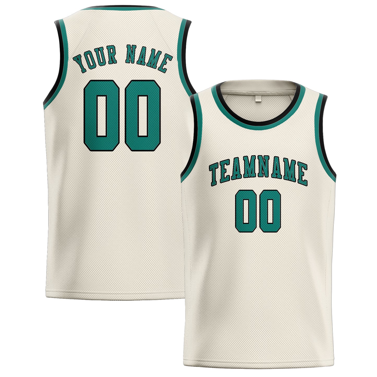 Maillot de basketball personnalisé crème bleu vert