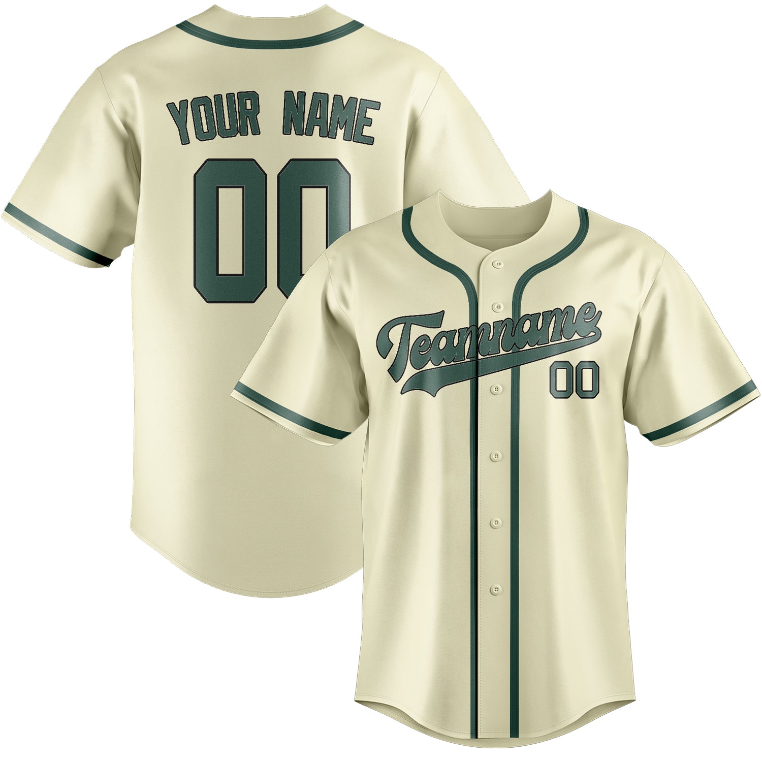 Maillot de baseball personnalisé crème bleu vert