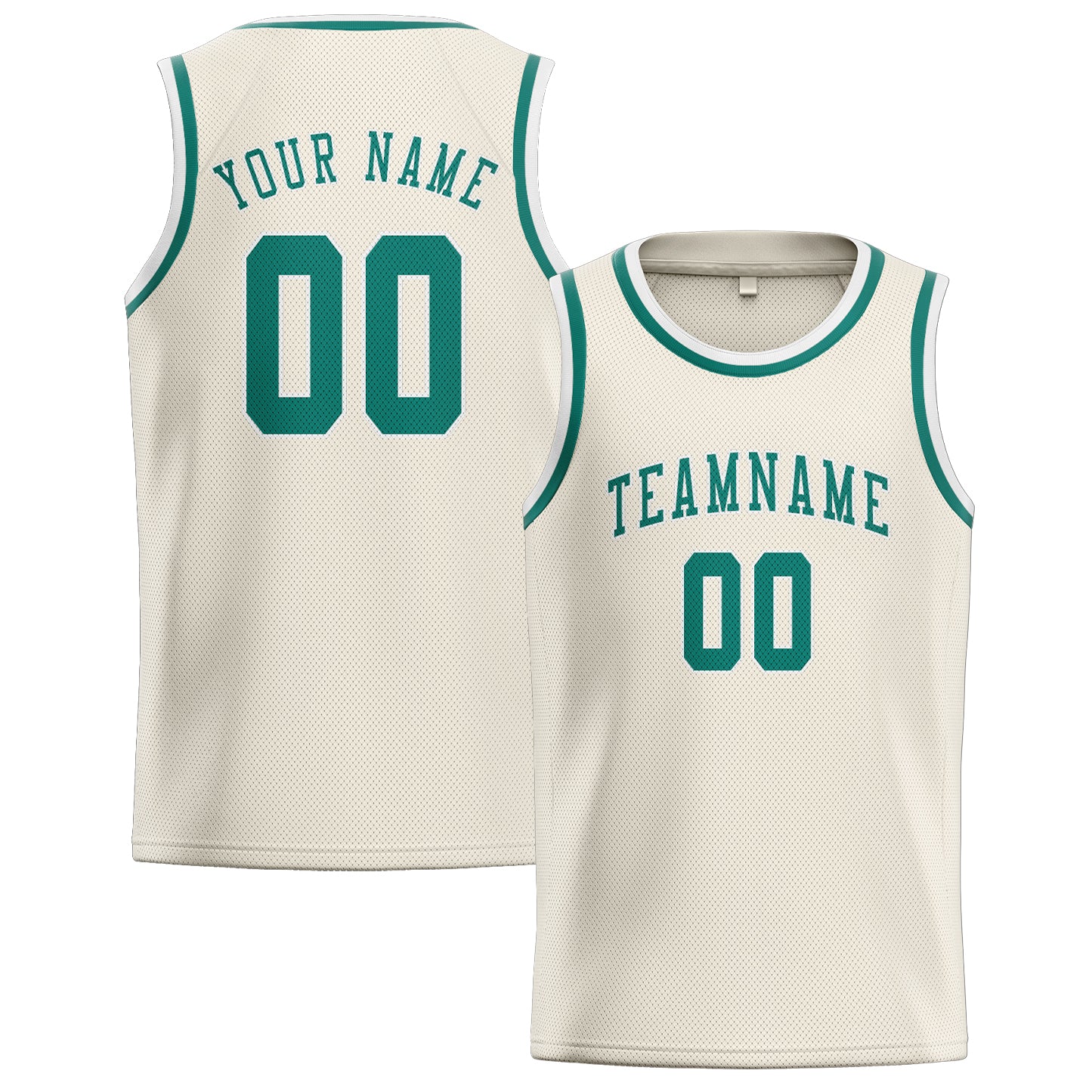 Maillot de basketball personnalisé crème bleu vert