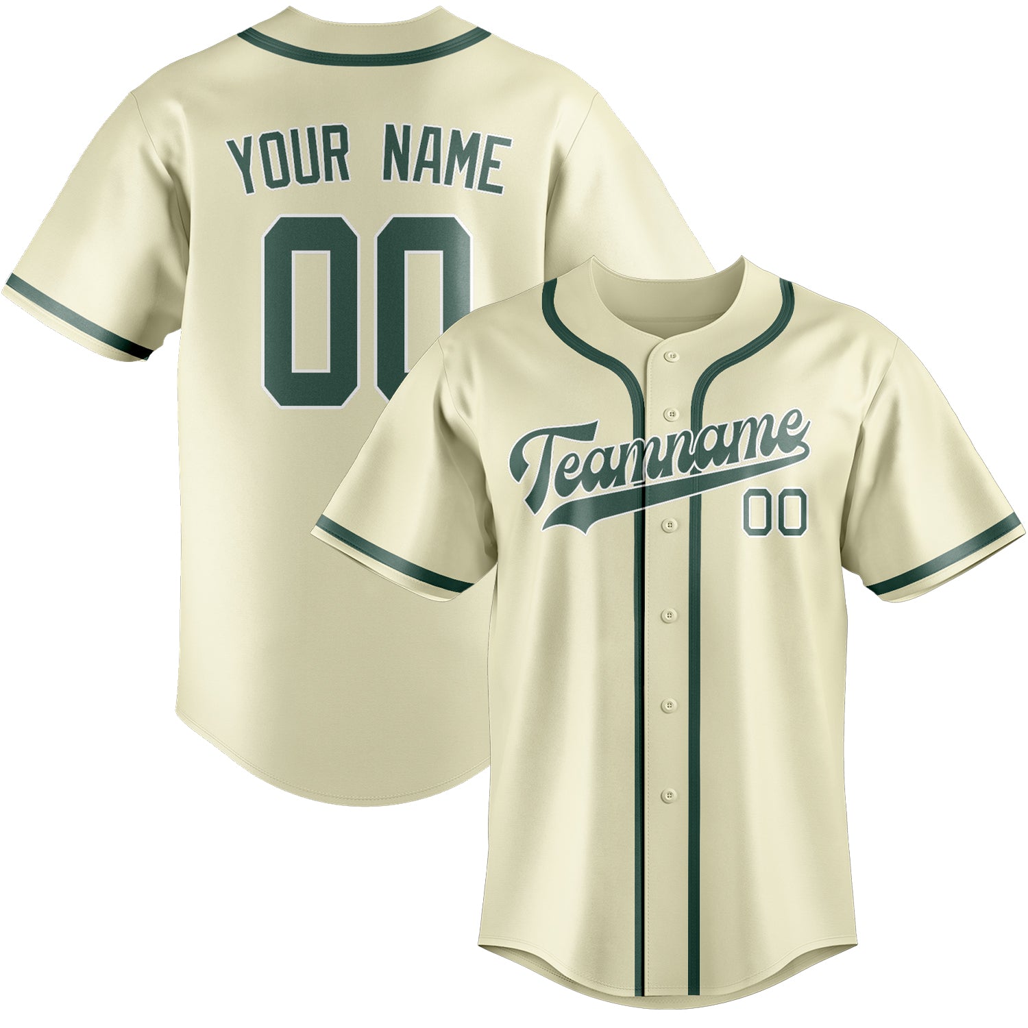 Maillot de baseball personnalisé crème bleu vert