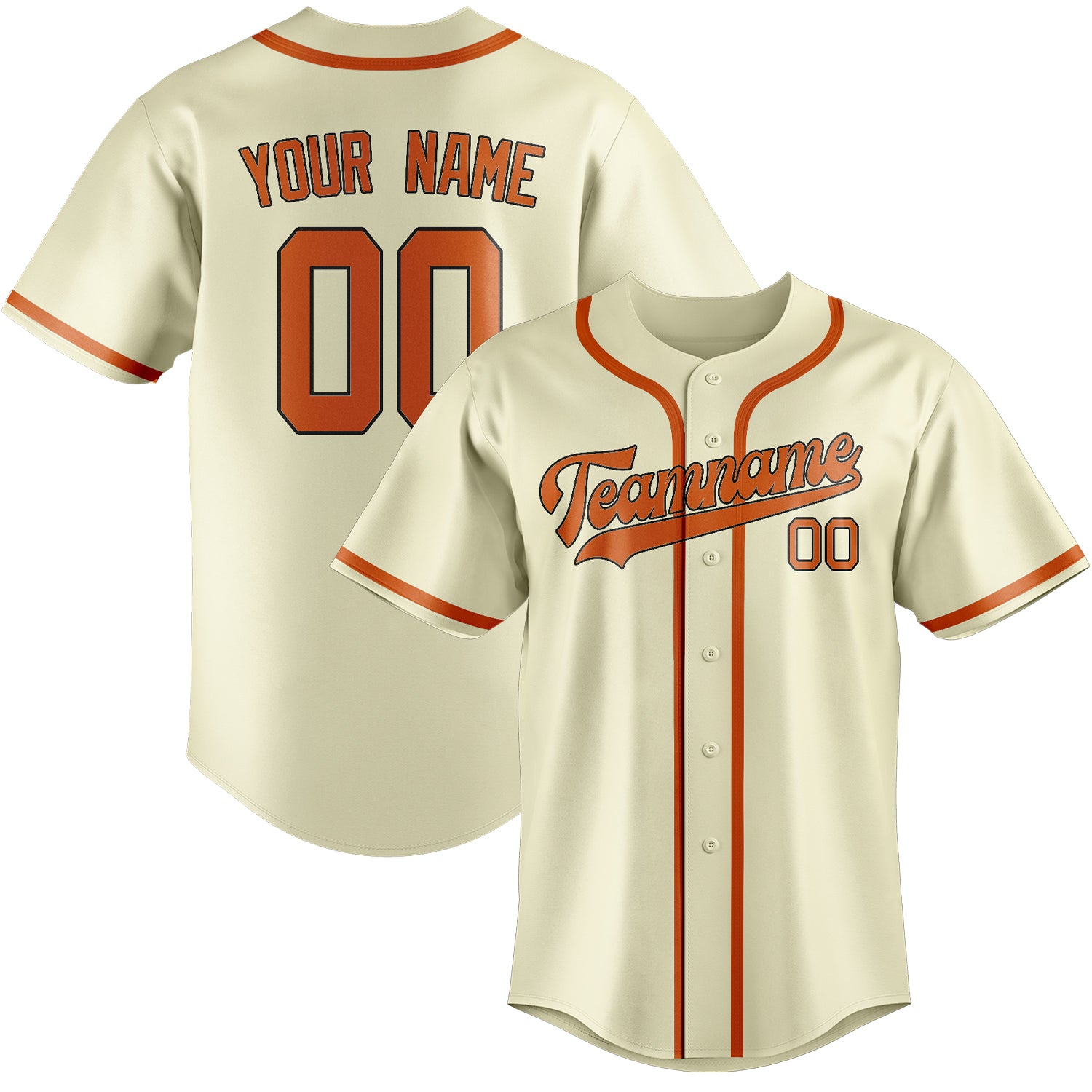 Maillot de baseball personnalisé crème orange
