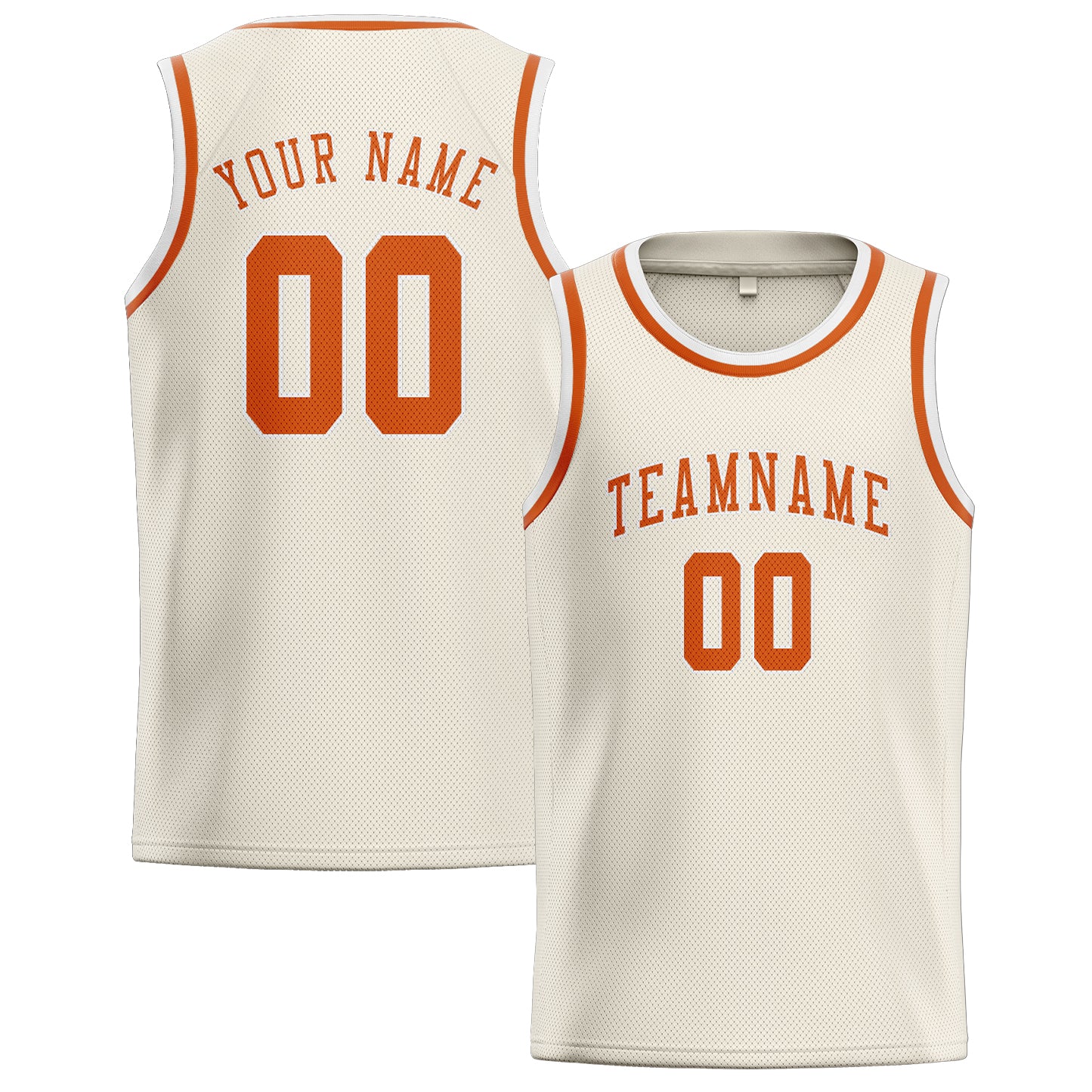 Maillot de basketball personnalisé crème orange
