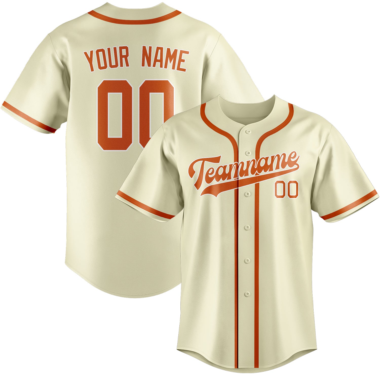 Maillot de baseball personnalisé crème orange