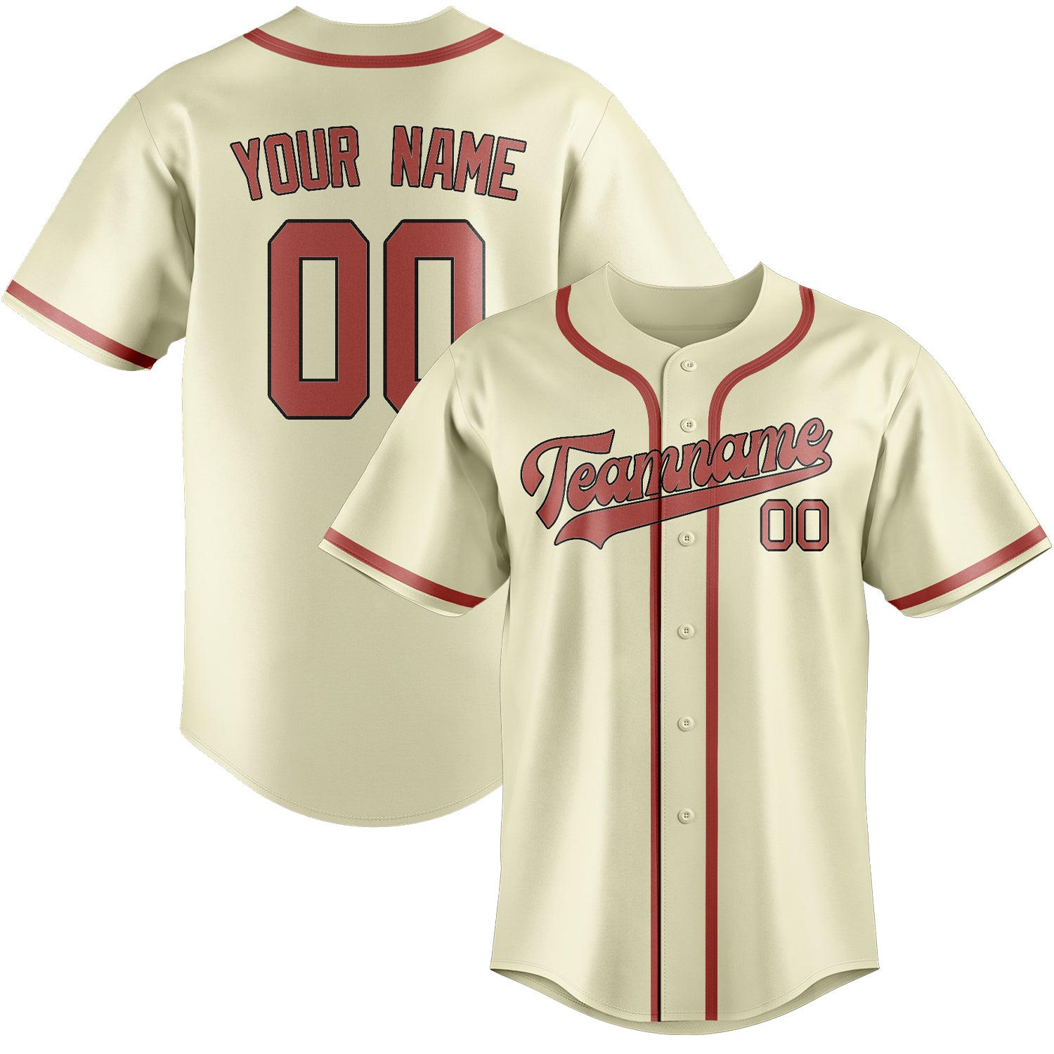 Maillot de baseball personnalisé crème et rose cuivrée