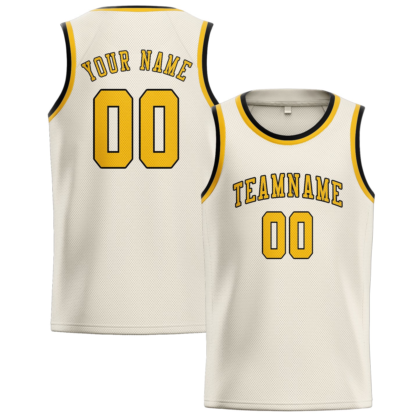 Maillot de basketball personnalisé crème et or