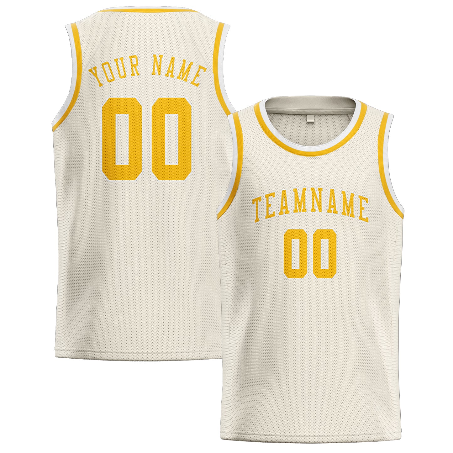 Maillot de basketball personnalisé crème et or