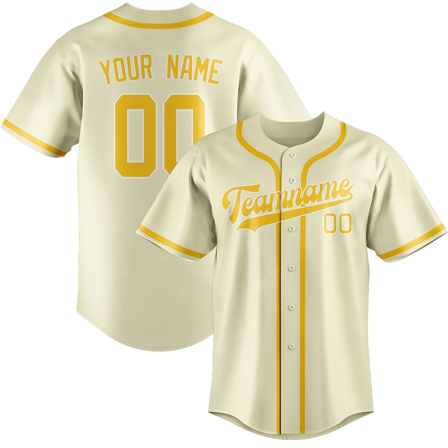 Maillot de baseball personnalisé crème et or