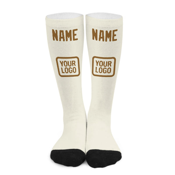 Chaussettes hautes kaki crème personnalisées