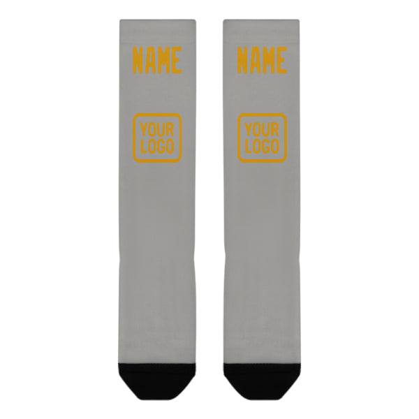 Chaussettes hautes personnalisées grises et jaunes