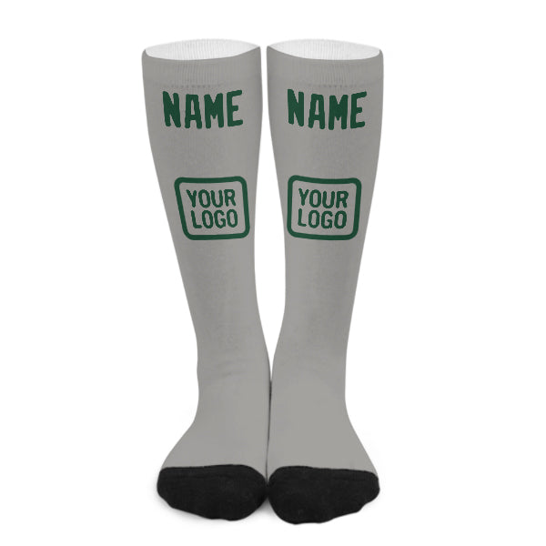 Chaussettes hautes grises et vertes personnalisées