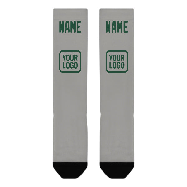 Chaussettes hautes grises et vertes personnalisées