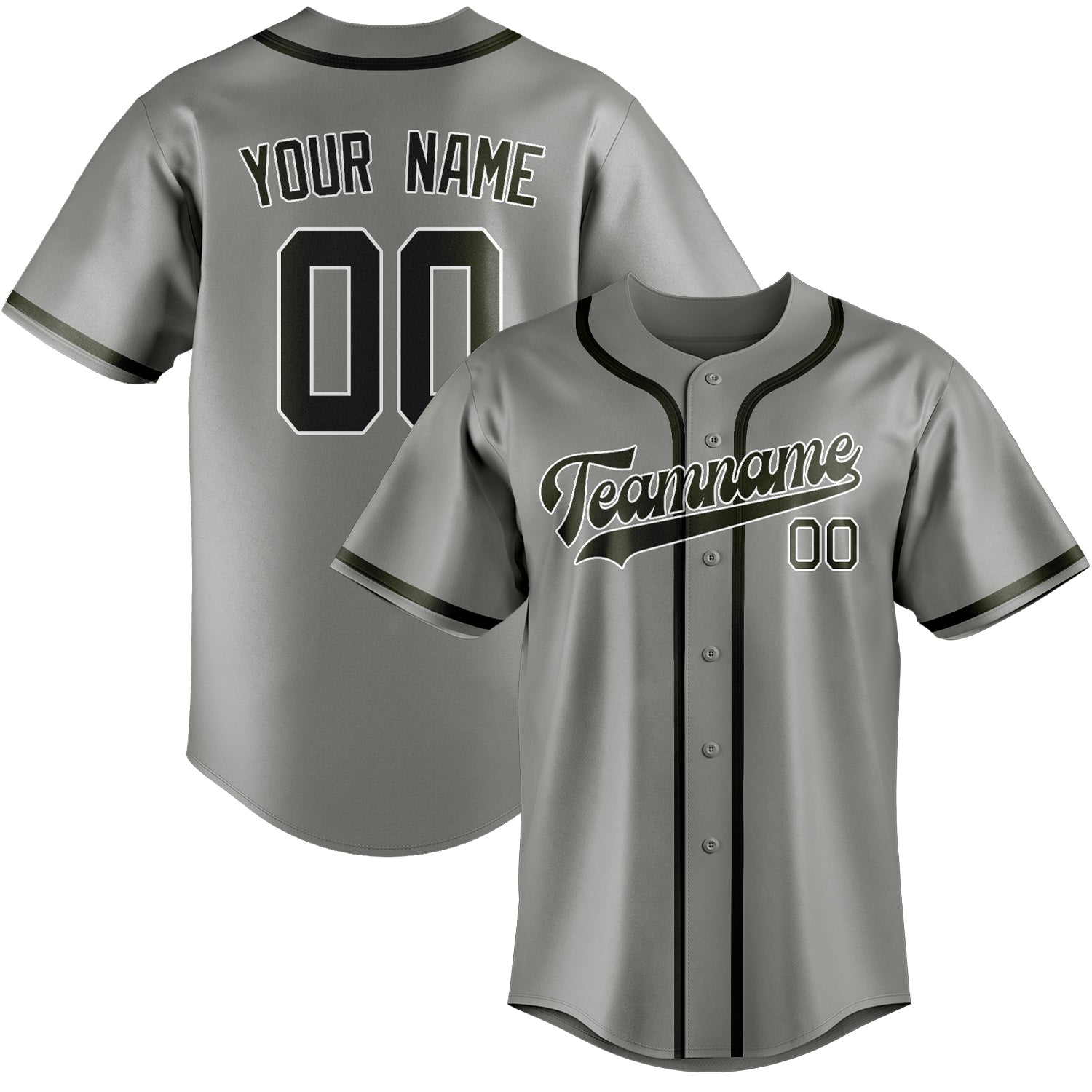 Maillot de baseball personnalisé gris olive