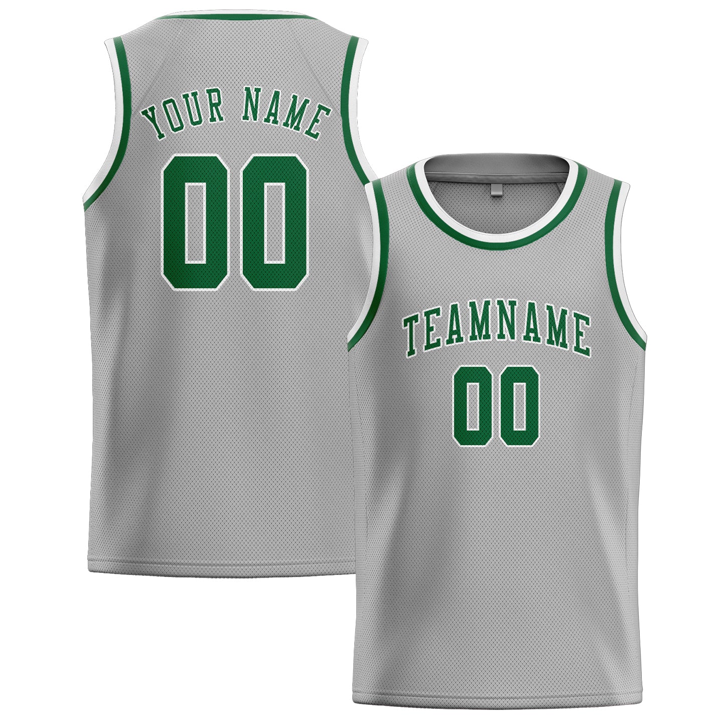 Maillot de basketball personnalisé gris et vert