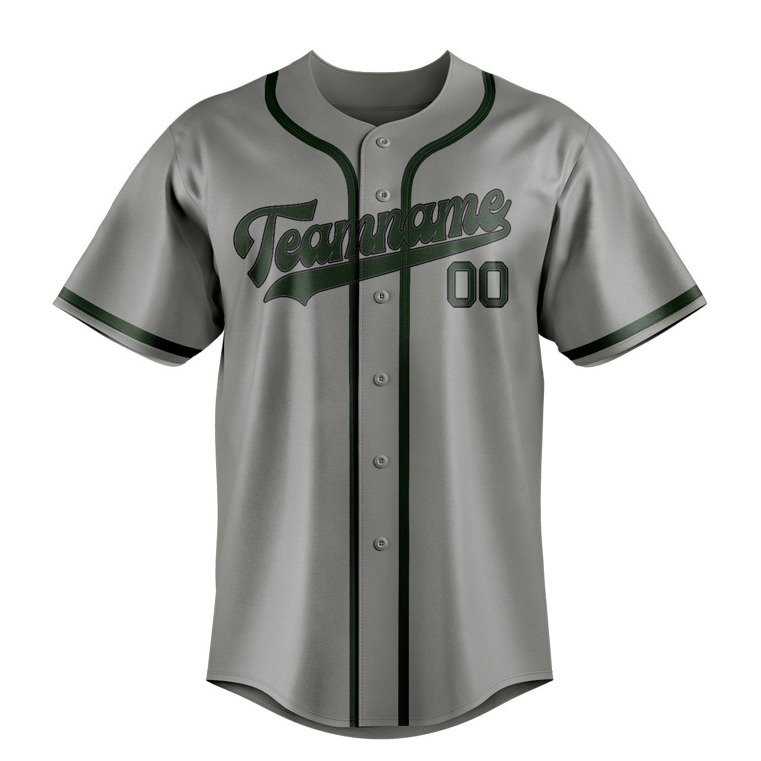 Maillot de baseball personnalisé gris et vert foncé