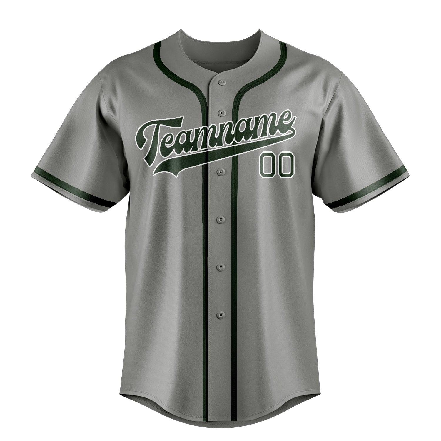 Maillot de baseball personnalisé gris et vert foncé