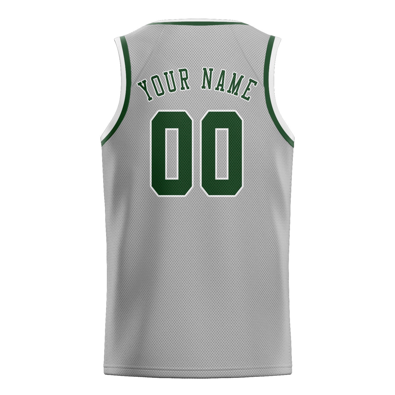 Maillot de basketball personnalisé gris et vert foncé