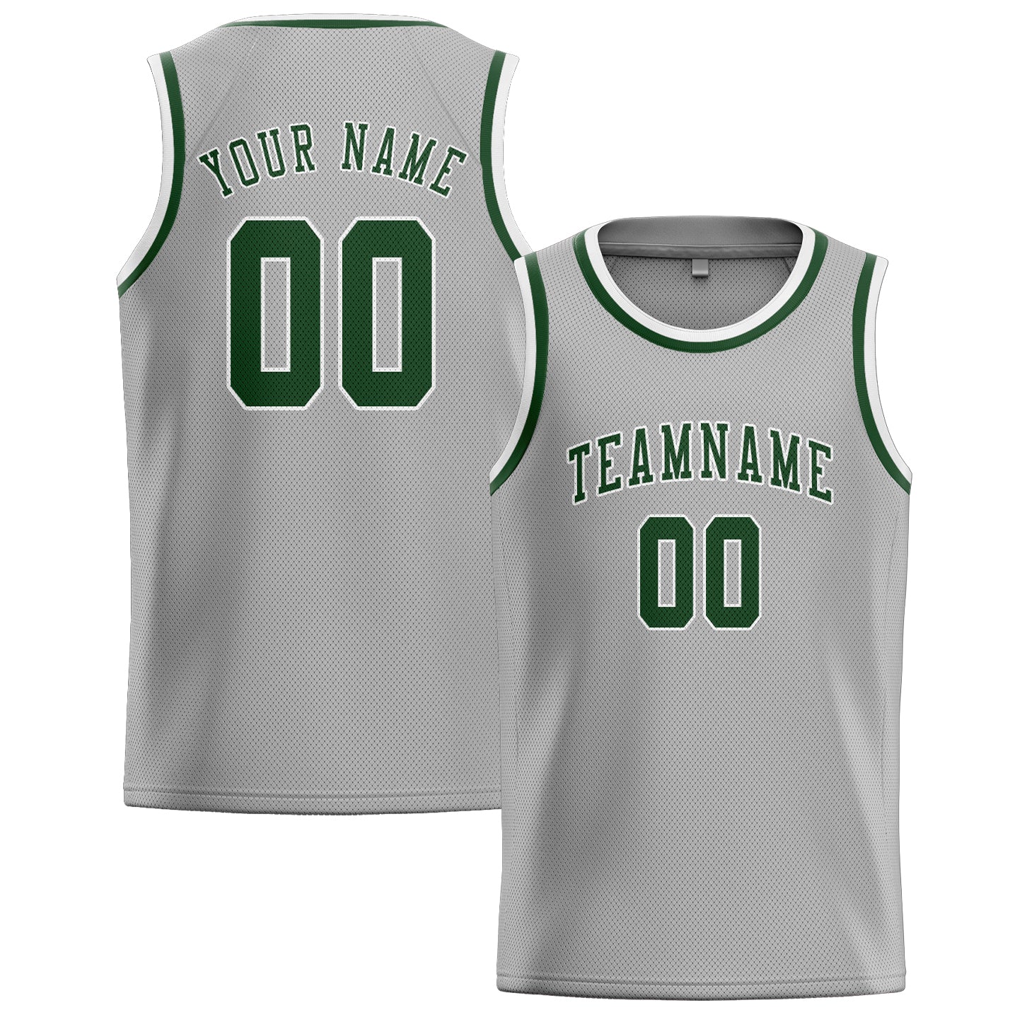 Maillot de basketball personnalisé gris et vert foncé