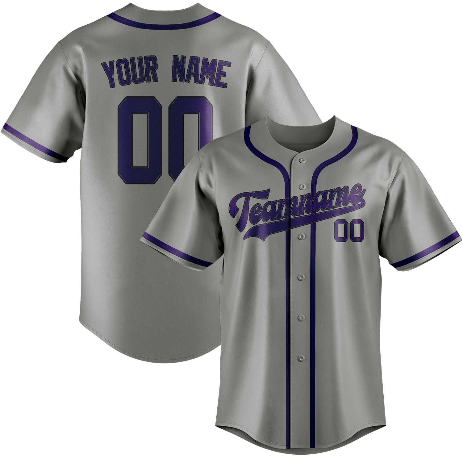 Maillot de baseball personnalisé gris et violet