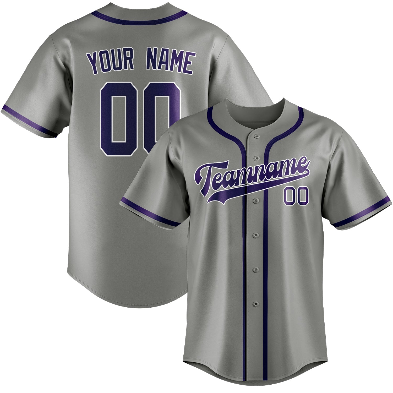 Maillot de baseball personnalisé gris et violet