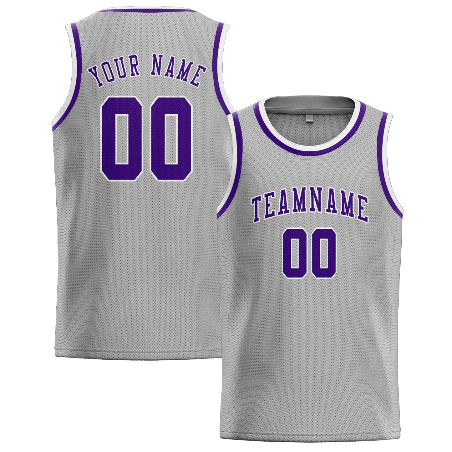 Maillot de basketball personnalisé gris et violet