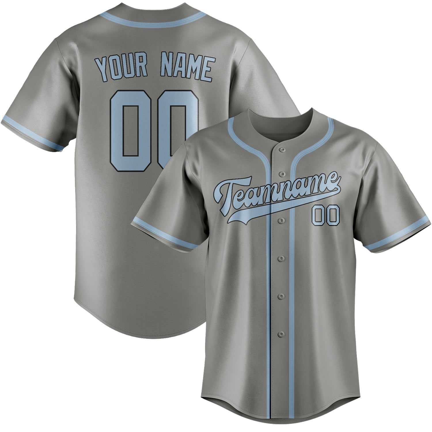 Maillot de baseball personnalisé gris et bleu clair