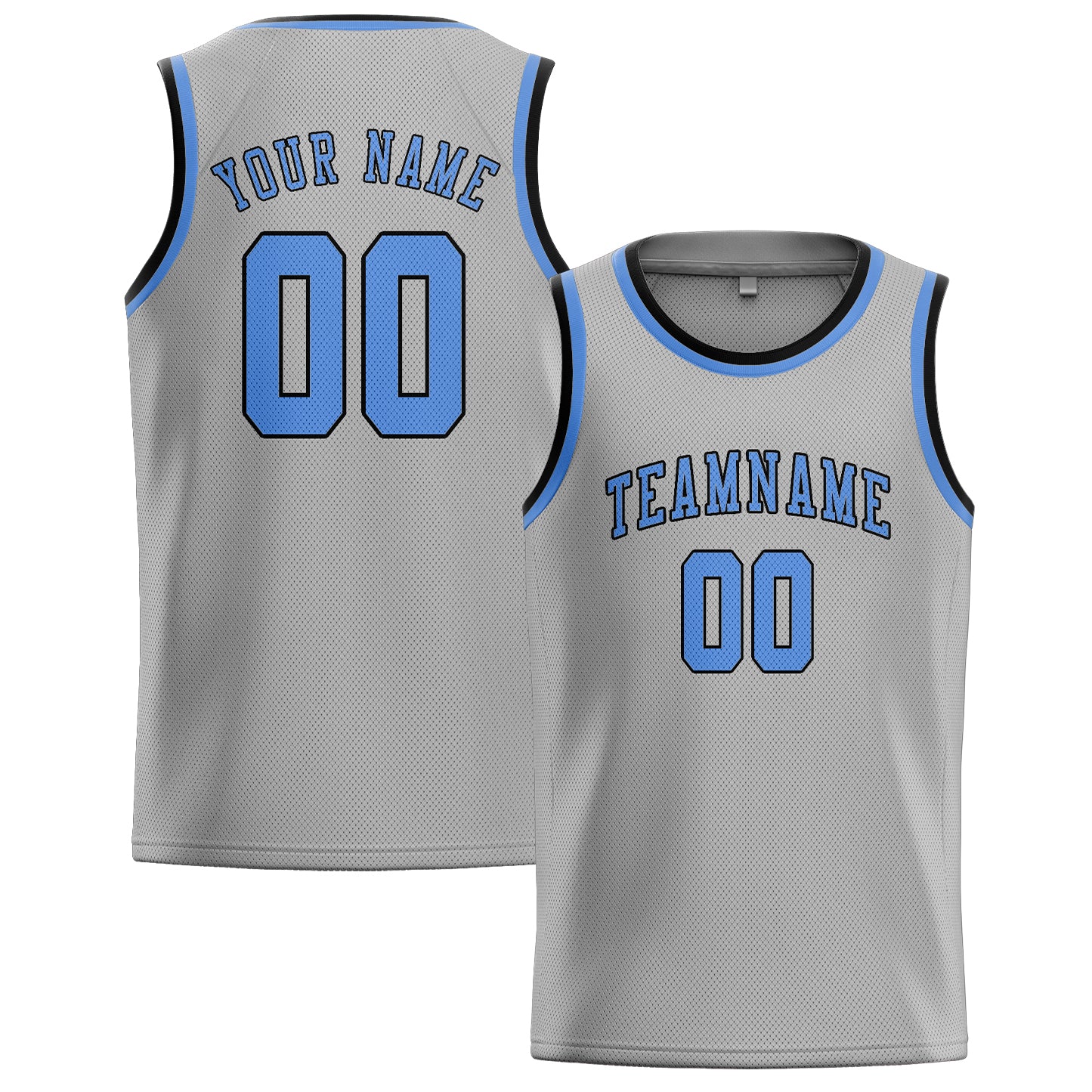 Maillot de basketball personnalisé gris et bleu clair