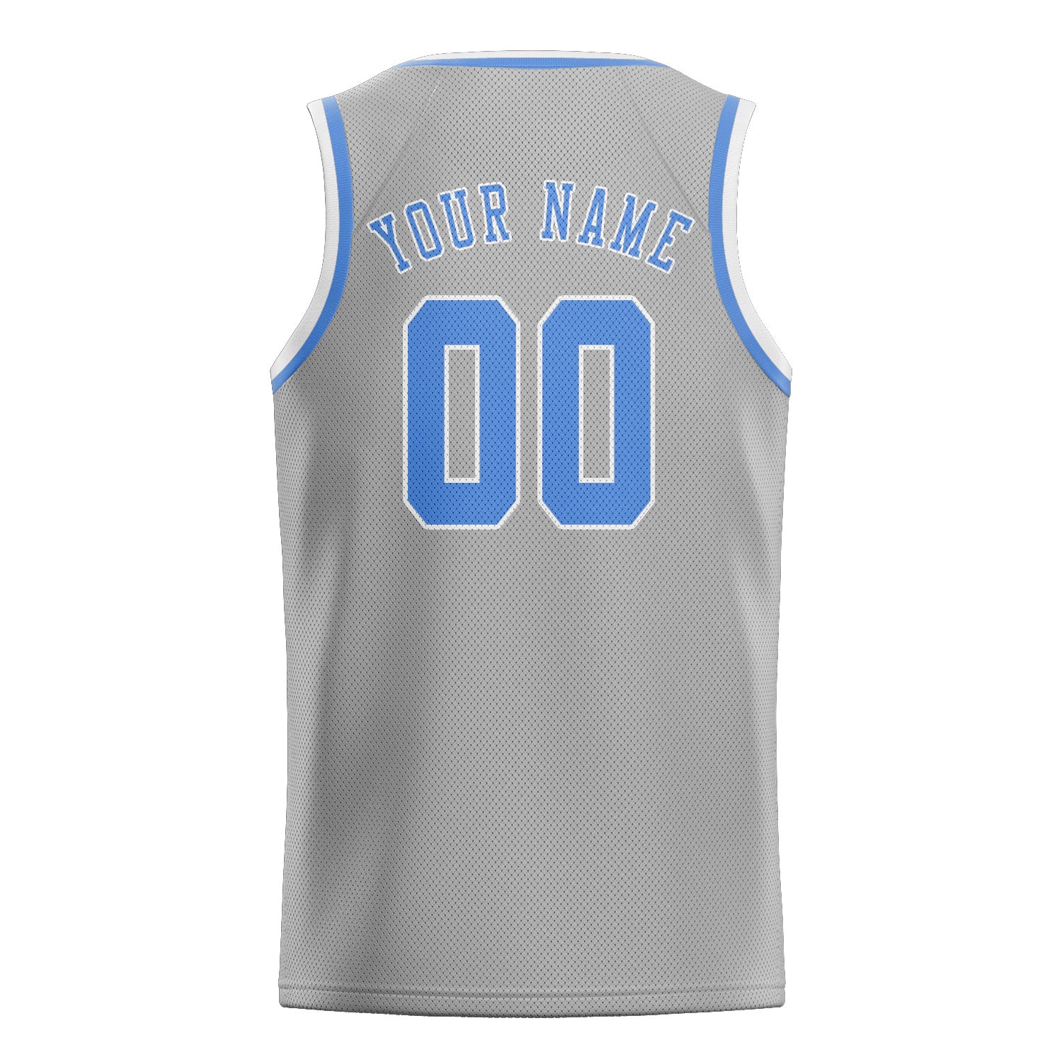 Maillot de basketball personnalisé gris et bleu clair